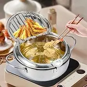 Deep Frying Oil Container,Food Cooking Pot,Fish Fryer Pot,Frying Pot,Deep Fryer Pan,Deep Fryer with Basket,Deep Fry Pot for Frying Fish Shrimp Chicken (Small Deep Fryer Pot)