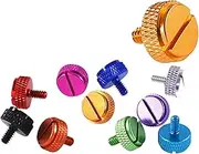 Colorful Knurled Thumbscrew Tighten Bolt, #6-32 Multicolor Hand-Tighten Slotted Knurled Thumb Screws for Computer Case Length 6.5/10/12mm(Royal Blue,5PCS-6-32X6.5MM)
