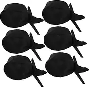[Homoyoyo] 6pcs Unisex Japanese Chef Hats with Tails Quick-Dry Cooking Cap for Restaurants and Food Service Stylish Ribbon Detail for Modern Kitchen Uniforms Black