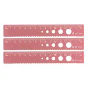 3pcs Straight Ruler 15cm Wave Edge with Hollow Circle Measuring Tool, Old Rose