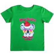 New Kids Christmas Xmas T Shirt Tee Tops 100% Cotton Boys Girls Gift Red White - Koala Sunglass (Green)