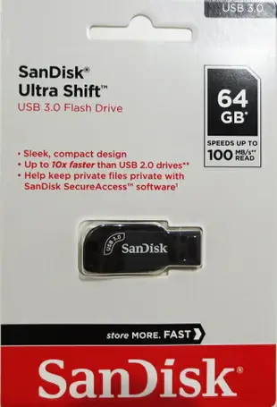 SanDisk 64GB 64G Ultra Shift SDCZ410-064G 100MB/s SD CZ410 USB3.0 隨身碟