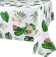 3 Pack Hawaiian Luau Tablecloths for Party Decoration, Hawaii Disposable Plastic Rectangular Table Covers, Aloha Tropical Palm Leaves Table Cloth, Summer Beach Kids Birthday Cocktail Party Supplies