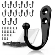 PRIGVOT 15 Pcs Black Wall Mounted Coat Hooks Hanger Hook with 30 Pieces Screw...