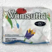 Wamsutta Twin Flat Sheet Simply Tulips Floral Scallop Edge Vintage 39x75 NOS