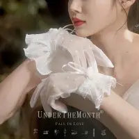 在飛比找Yahoo!奇摩拍賣優惠-月下相戀韓式新娘手套白色結婚婚紗短款網紗全指結婚婚紗禮服手套