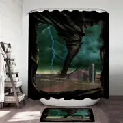 Natural Disaster Art Breaking Through Tornado Shower Curtain