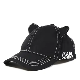 美國正品 KARL LAGERFELD 貓咪耳朵棒球帽-黑色【現貨】