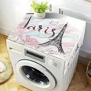Eiffel Tower Paris Abstract Washing Machine Cover, 51''x22'' Non Slip Washer Dryer Top Cover Mat for Front Load Waterproof Refrigerator Fridge Dust Proof Cover with 4 Storage Bags Home Decor