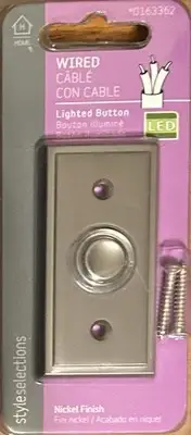 Wired Doorbell LED Lighted Button by Style Selections Nickel Finish
