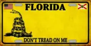 FLORIDA DON'T TREAD ON ME FLAG METAL AUTO TAG LICENSE PLATE 6X12 (NEW)