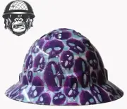 Custom Hydrographic Safety Hard Hat PURPLE PUNISHER PRO CHOICE WIDE BRIM