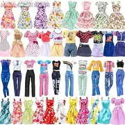 16Pcs Doll Clothes and Accessories, Clothing Collection Including 2 Sequin Skirts 2 Sets 3 Short Skirts 3 Floral Skirts 3 Tops 3 Pants (Random Style) 11.5 Inch Doll Outfit for Girls Kids Birthday