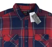 Men's BUFFALO DAVID BITTON Red Blue + Plaid Cotton Shirt L Large NWT NEW