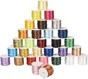 PH PandaHall Kumihimo Nylon Cord 30 Colors 2mm Nylon Cord Satin Ribbon for Knot Bracelet Necklace Beads Kumihimo 10M