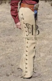 Western leather chap| Beige Fringe chap| Rodeo chap| Cowboy Suede leather Pant