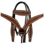 Horse Show Saddle Tack Western Leather Headstall Breast Collar