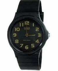 在飛比找Yahoo!奇摩拍賣優惠-【神梭鐘錶】CASIO 卡西歐極簡考試金色數字指針黑面石英黑