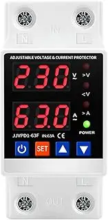 Dual Display 63A Din Rail Adjustable Digital Over Under Voltage Relay Surge Protector Limit Over Current Protection