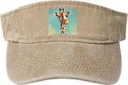 [RLDOBOFE] Sun Visor Hat Adjustable Empty Top Baseball Cap Funny Giraffe Art Sun Hats for Women Men Sports Hats Summer Beach Cap
