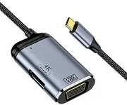 NFHK USB-C Type C to HDMI VGA Converter HDTV Multiport Displays Adapter 4K 60hz 1080p with Female PD 100W Power Port