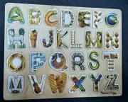 Melissa & Doug Wooden ABC Art Puzzle Replacement Pieces A-Z Free Shipping