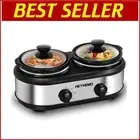Elegant Dual 1.25QT Slow Cooker Buffet Server - Stainless Steel, Portable Design