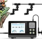 J&A Reptile Mister Reptile Misting System Mister for Reptile Tank Water Spray Kits Automatic Fogger with Thermometer Hygrometer for Terrarium Rainforest Plants Amphibians Black