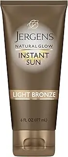 [Jergens] Natural Glow Instant Sun Self Tanner Moisturizer + Bronzer, Lightweight Sunless Tanner Moisturizer for a Sunkissed Natural Glow, Light Bronze, 6 Ounce