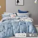 【貝兒居家寢飾生活館】100%天絲四件式全鋪棉兩用被床包組 快樂時光藍(雙人)