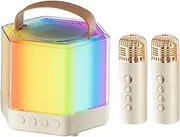 Karaoke Machine With 2 Microphones, Color Light Portable Karaoke Machine Wireless Speaker Microphone Set For Camping, Picnics, Family Parties, Birthdays
