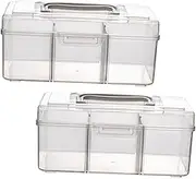WEKAMOS 2Pcs Large Capacity Portable Medicine Case Household Storage Box with Handle Compartmented Design for Easy Organization for Home and Outings Safe and Convenient Use