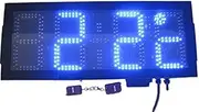 GOWE large size outdoor waterproof 8inch 4digits blue color time and temperature clock Color:Blue