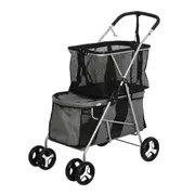 PaWz Pet Stroller 2-Tier Pram Dog Cat Carrier Foldable Large 4 Wheels Shopping