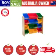 Kids Organiser Shelf Storage Rack For Toys - 12 Multicoloured Bins