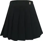 [Happy Cherry] Girls Wool Pleated Skirt with Built-in Shorts Elastic High Waist A Line Skater School Uniform Skirts Athletic Skorts