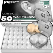 PQ Wax Ear Plugs Sleep - 50 Silicone Wax Earplugs Sleeping and Swimming - Gel