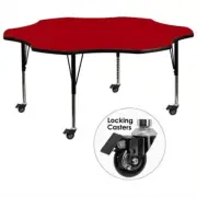 Bowery Hill 26" Flower-Shaped Mobile Activity Table in Red