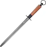 MITSUMOTO SAKARI 44 cm Japanese Knife Sharpening Honing Rod, Professional Kitchen Knife Sharpener, Japanese High Carbon Flat Honing Steel (Acid Wood Handle and Box Package)