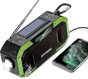Portable Emergency Radio Bluetoooth Speaker, OUTWAY FM AM WB NOAA Weather Radio with 5000mAh Power Bank,IPX5 Waterproof,Bright Flashlight,SOS Alarm Hand Crank Solar Radio (Green)