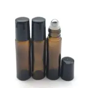 Amber Glass Roller Bottle-10ml Empty Perfume Container Essential Oil Bottles 5Pc