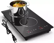 Double Induction Cooktop, 2 Burners Induction Cooktop 110V, 12 Inch Portable Ele