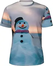 [DRTGEDS] Beach Snowman Men's Mesh Short Sleeve Round Neck T Shirts Party Tops for Beach Gatherings, Black, Large