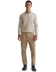 [Oxford] Dominic Open Polo Collar Knit in Stone