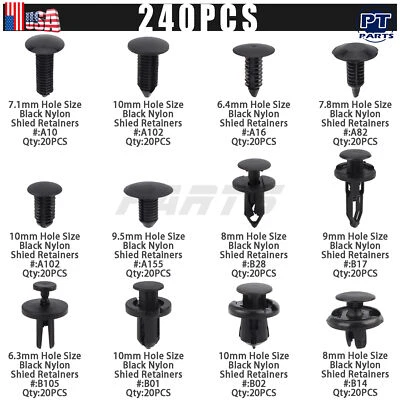 240x Plastic Trim Retainer Fastener Clips Push Pin For Chrysler 6030441 6501301