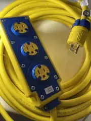 Erickson Brand, Extension Cord Outlet Box , With Tri-Tap, Made In USA, 50’ -14/3