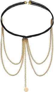 [Generic] Metal Round Sequin Pendant Leg Chains Jewelry,Sexy Layered Tassel Thigh Chain Festival Rave Body Jewelry Bikini Thigh Body Chains for Women