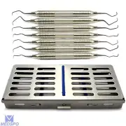 Periodontal Gracey Curettes 7 Pcs Dental Instruments Tray Cassette Box Kit Tools