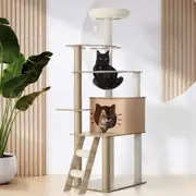 Alopet 145cm Cat Tree Tower Scratching Post Wood Scratcher Condo Detachable House
