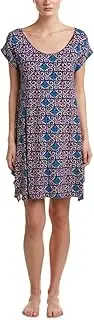 [Josie by Natori] Women's Fountain Art Jersey Knit Short Sleeve Chemise